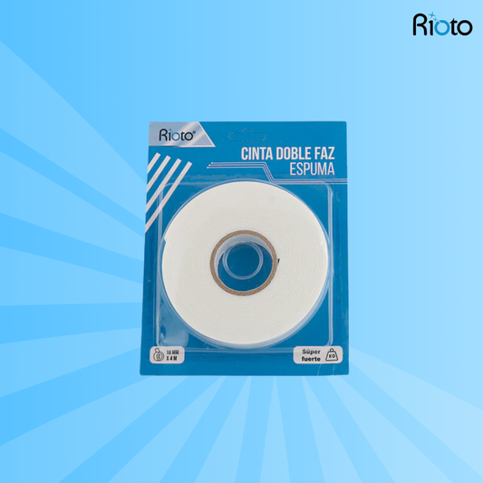 CINTA RIOTO DOBLE FAZ  ESPUMA 18MM X 2MT a 4MT