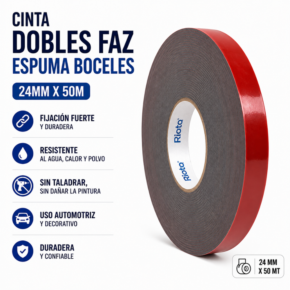 CINTA DOBLE FAZ ESPUMA BOCELES 24MM X 50MT RIOTO